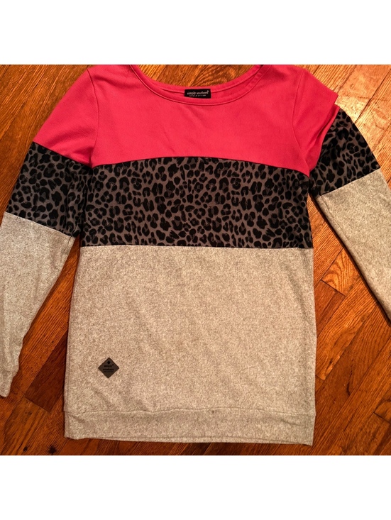 Simply Southern Tops - Simply Southern Colorblock Sweatshirt with Leopard Print